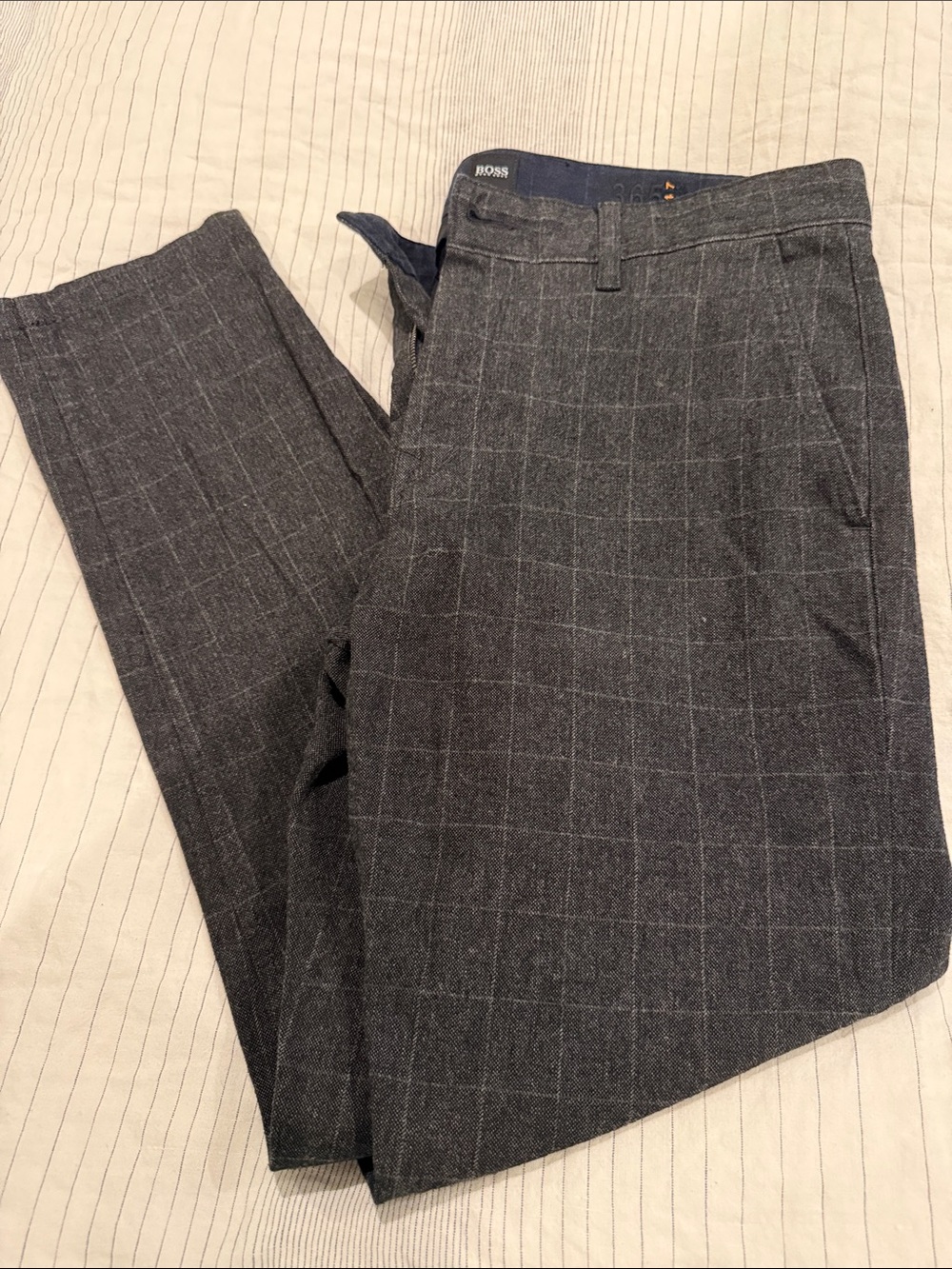 Hugo Boss Charcoal Windowpane Dress Pants